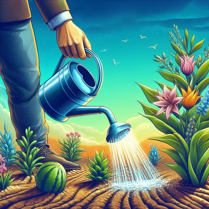  آبیاری منظم و متناسب با نیاز گیاهان و جلوگیری از خشکی یا تر شدن بیش از حد خاک.